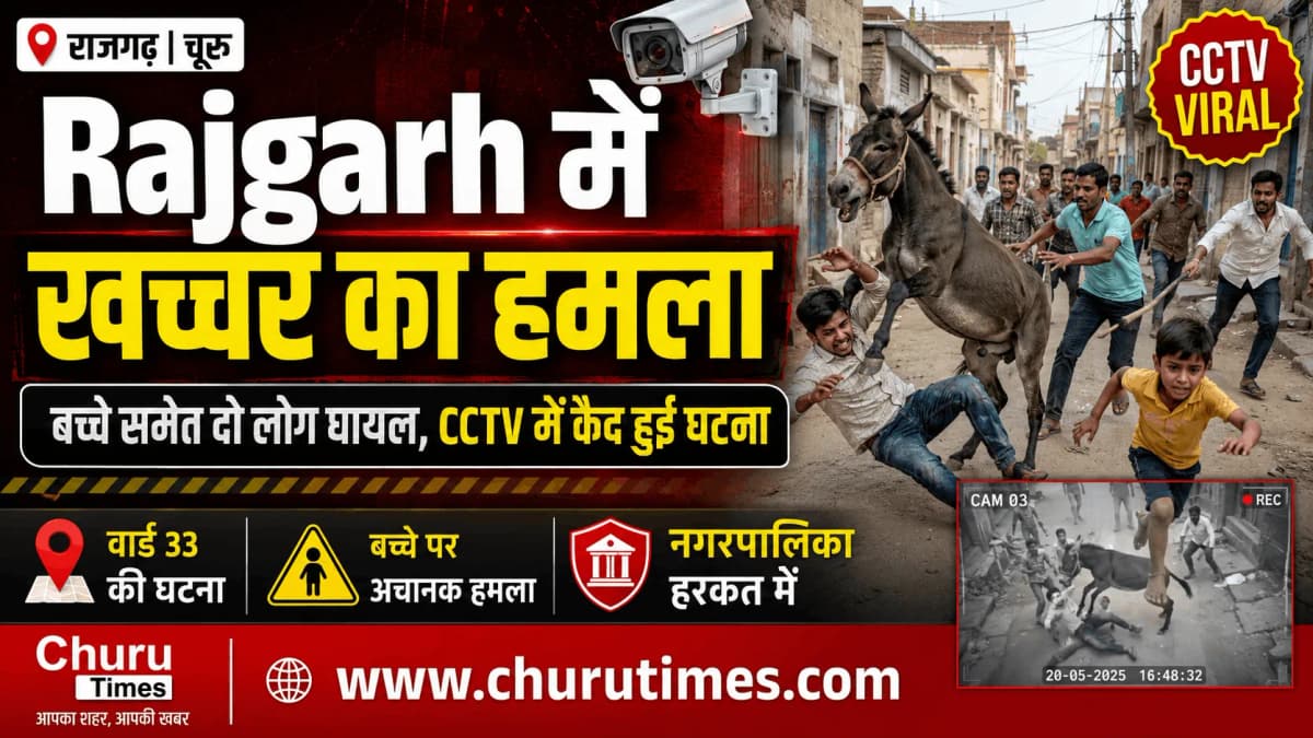 Rajgarh में खच्चर का हमला: बच्चे समेत दो लोग घायल, CCTV में कैद हुई घटना