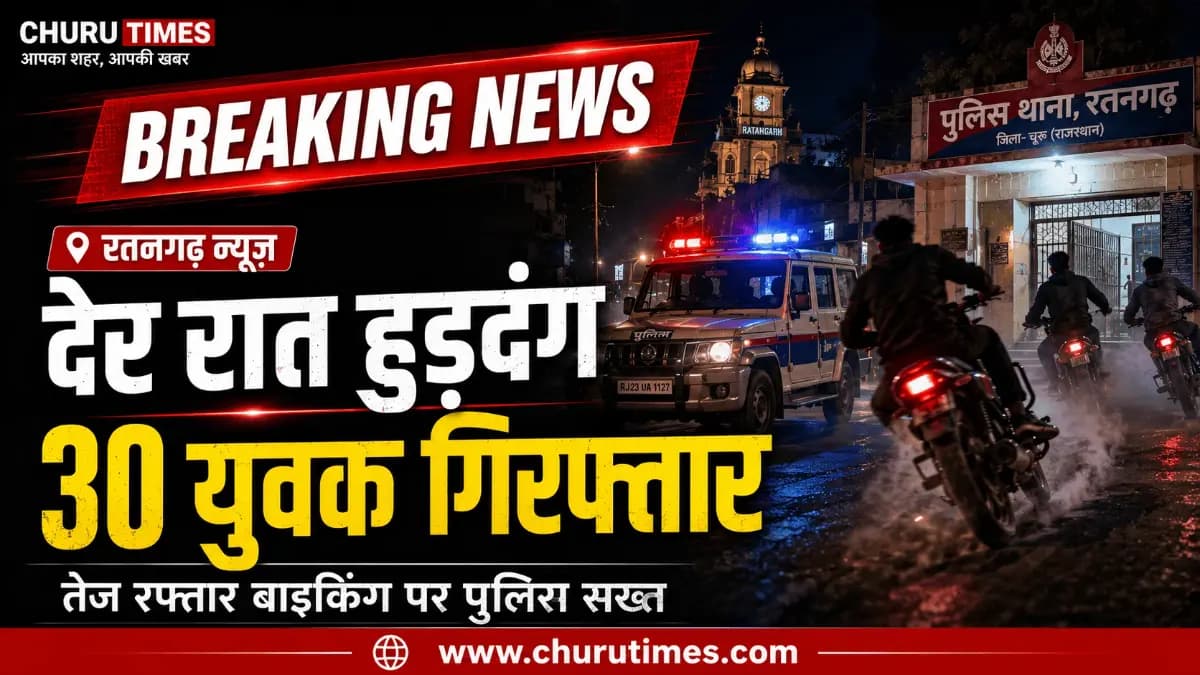 Ratangarh News Today: देर रात हुड़दंग मचाने वाले 30 युवक गिरफ्तार