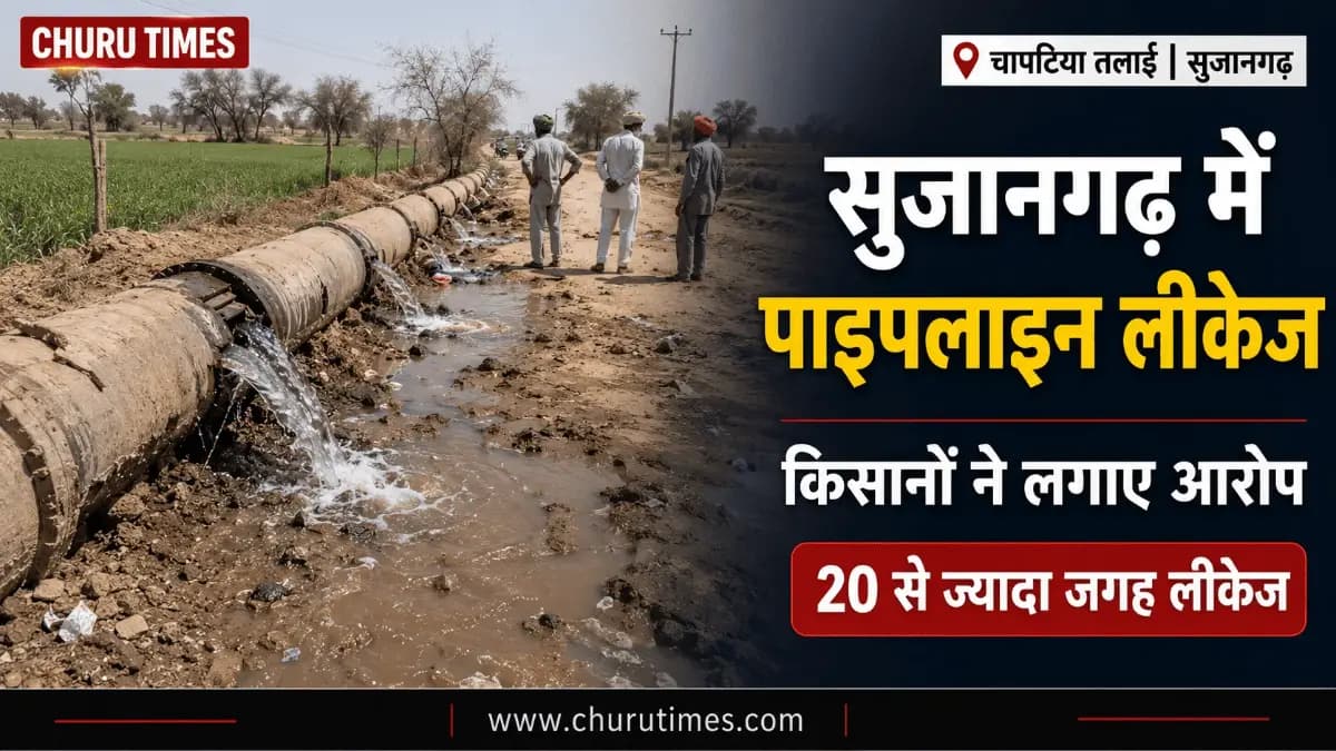 Sujangarh News Today: चापटिया तलाई की पाइपलाइन टूटी, किसानों ने लगाए गंभीर आरोप