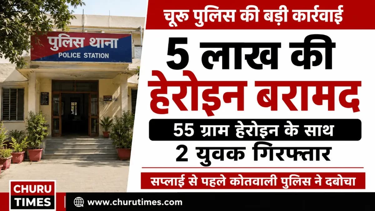 Churu News: 5 लाख की हेरोइन के साथ 2 युवक गिरफ्तार, सप्लाई से पहले पुलिस ने दबोचा